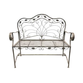 45 Inch Garden Bench - Metal - L58 x W115 x H96 cm - Stone Grey
