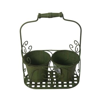 2 Decorative Basket Pot Holder - L15 x W30 x H30 cm - Green