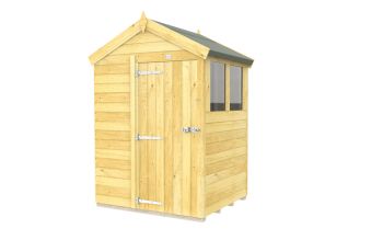 5 x 4 Feet Apex Shed - Single Door With Windows - Wood - L127 x W147 x H217 cm