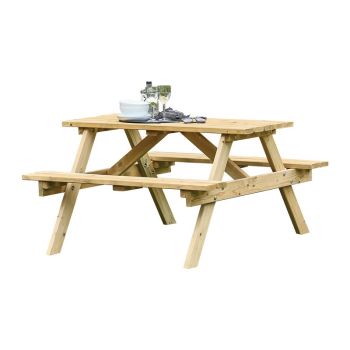 Appleton 4 Seater Picnic Bench - Timber - L12.3 x W11.9 x H6.9 cm - Natural