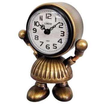 Table Clock - L8 x W13 x H16 cm - Brown