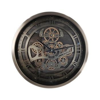 Round Gear Wall Clock with Hanging Hook - L7 x W46 x H46 cm