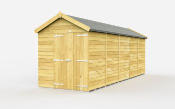 6 x 20 Feet Apex Shed - Double Door Without Windows - Wood - L590 x W175 x H217 cm