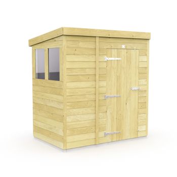 6 x 4 Feet Pent Shed - Single Door With Windows - Wood - L118 x W185 x H201 cm