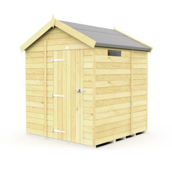 6 x 5 Feet Apex Security Shed - Single Door - Wood - L158 x W175 x H217 cm