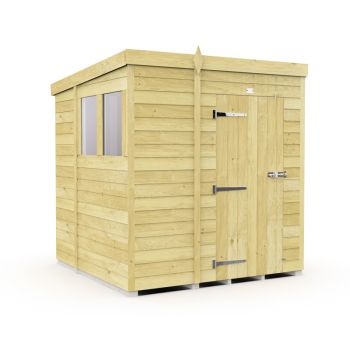 6 x 6 Feet Pent Shed - Single Door With Windows - Wood - L178 x W185 x H201 cm