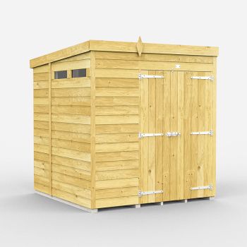 6 x 6 Feet Pent Security Shed - Double Door - Wood - L178 x W185 x H201 cm