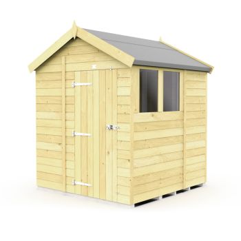 6 x 7 Feet Apex Shed - Single Door With Windows - Wood - L214 x W175 x H217 cm