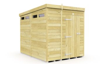 6 x 8 Feet Pent Security Shed - Single Door - Wood - L231 x W185 x H201 cm
