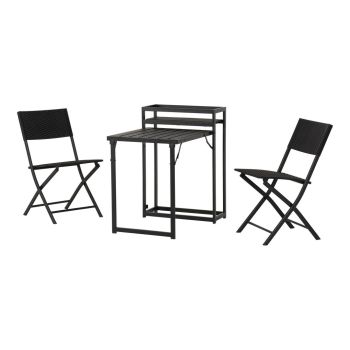 Foldaway 1+2 Garden Set - Metal/Plastic - Black