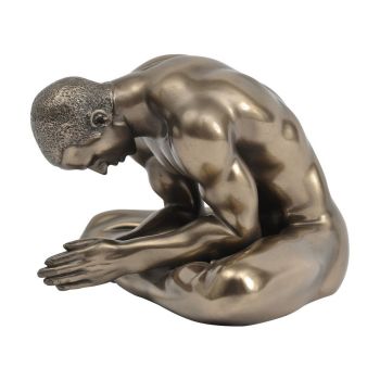 Keswick Meditating Man Sculpture - Polyresin/Calcium Carbonate - L12 x W13.5 x H8.5 cm - Bronze