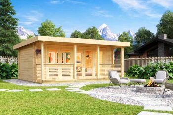 Liverpool 1-Log Cabin, Wooden Garden Room, Timber Summerhouse, Home Office - L610 x W460 x H231.2 cm