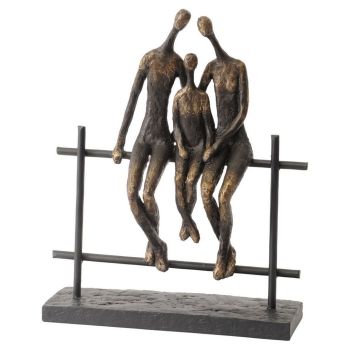 Duxford Bench Family of Three Sculpture - Stone/Polyresin/Iron - L9.4 x W24.4 x H30.2 cm - Bronze/Black