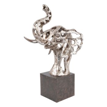 Addo Abstract Elephant Head Sculpture - Resin - L35 x W25 x H62 cm - Silver/Black