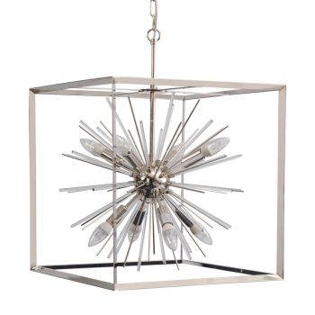 Large Starburst Chandelier E14 40W 8 - Iron/glass - L50 x W50 x H60 cm - Silver