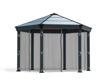 Net Curtain set for Hexagonal Gazebo - L232 x W232 x H217 cm (Gazebo Not Included)