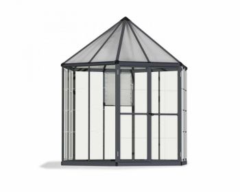 Greenhouse Oasis Hexagonal 8 Feet - Polycarbonate - L247.11 x W213.2 x H266.83 cm - Grey