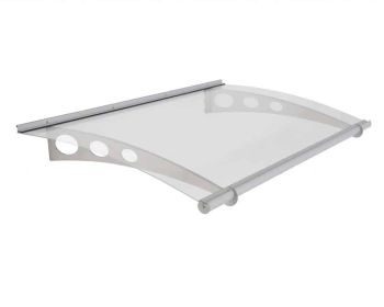 Patio Cover Helvetica Door Awning Canopy 1500 Clear - Acrylic - L150.5 x W91.5 x H17.5 cm - Silver