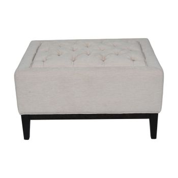 Theodore Buttoned Stool - Wood/Foam/Poly/Metal - L61 x W81 x H44.5 cm - Ivory