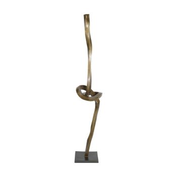 Charlie Textured Abstract Sculpture - Aluminium - L30 x W30 x H158 cm - Antique Brass