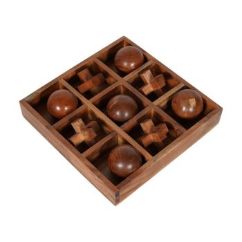 Belben Noughts and Crosses Game - Wood - L23 x W23 x H6.5 cm - Brown