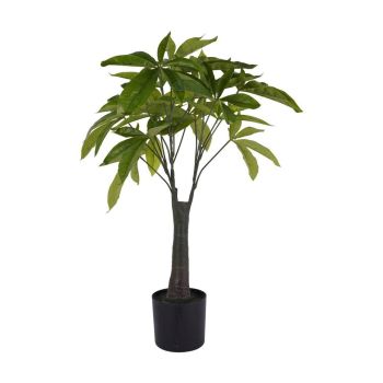 Faux Pachira Money Plant - Polyethylene Plastic - L40 x W40 x H65 cm - Green