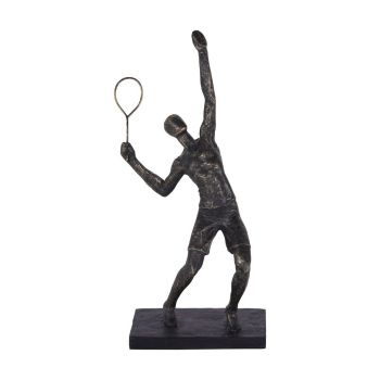 Tennis Player Sculpture - Polyresin - L13.8 x W18.2 x H38 cm - Bronze