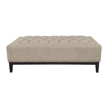 Theodore Buttoned XL Ottoman - Wood/Foam/Poly/Metal - L75 x W140 x H48 cm - Dark Taupe