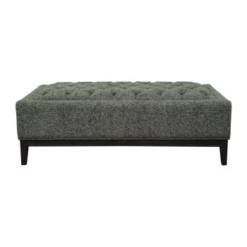 Theodore Buttoned XL Ottoman - Wood/Foam/Poly/Metal - L75 x W140 x H48 cm - Forest Green
