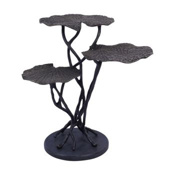 Lily Pad Leaf Trio Side Table - Aluminium/Granite - L52 x W63 x H59 cm - Antique Gold/Black
