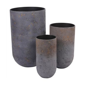 Volcano Planters (Set of 3) - Iron/Concrete/Epoxy - L42 x W42 x H68 cm - Charcoal Blue