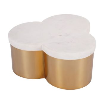 Genoa Steel Box With Marble Lid - Stainless Steel/MDF - L17 x W17 x H8 cm - White