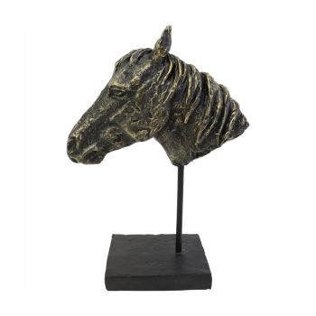 Bay Horse Head Sculpture - Polyresin/Limestone - L11 x W22.5 x H31.4 cm - Bronze