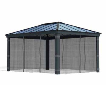 Net Curtain Set for Dallas 12 x 16 Gazebo - Polyester - L212 x W440 cm - Dark Grey (Gazebo Not Included)