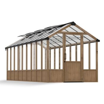 Natura Cedar 8 x 22 Feet Greenhouse Kit - Wood - Clear polycarbonate panels - L644 x W257 x H261 cm