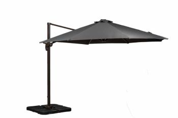Solar Powered LED Cantilever Parasol - Aluminium/Polyester - L350 x W350 x H255 cm - Grey