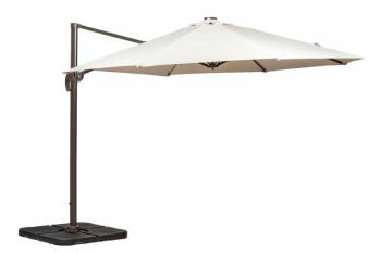 Solar Powered LED Cantilever Parasol - Aluminium/Polyester - L350 x W350 x H255 cm - Ivory