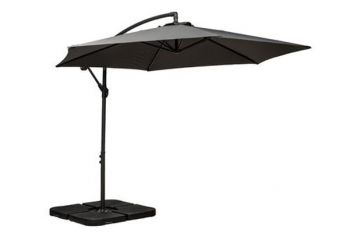 3m Standard Cantilever Parasol with Cross Stand - Polyster/Aluminium - H255 x W300 x L300 cm - Grey