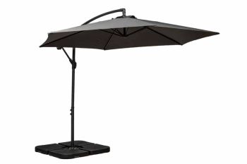 Standard Cantilever Over Hanging Parasol with Cross Stand - Steel/Polyester - L300 x W300 x H255 cm - Grey