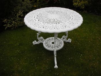 Victorian Round Table British Made, High Quality Cast Aluminium Garden Furniture - Wide Choice of Colours and Finishes Available