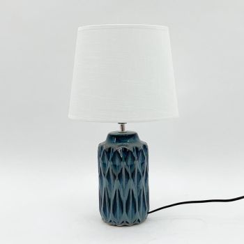 Table Lamp and Shade - Ceramic - L25 x W25 x H40 cm - White/Blue