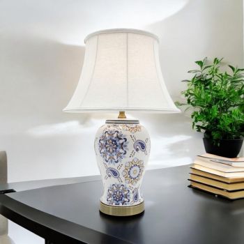 Table Lamp and Shade - L20 x W20 x H45 cm - White