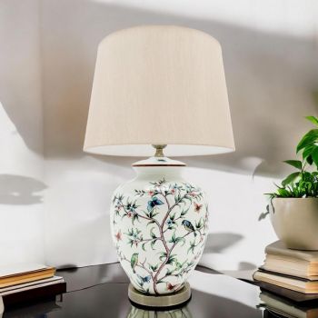 Table Lamp and Shade - Ceramic - L35 x W28 x H51 cm - White