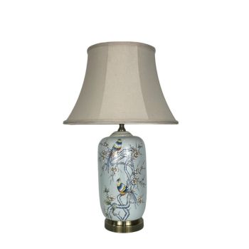 Table Lamp and Shade - Ceramic - L14 x W14 x H41 cm