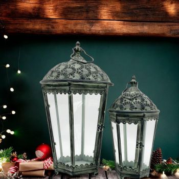 Decorative Garden Lanterns (Set of 2) - Metal