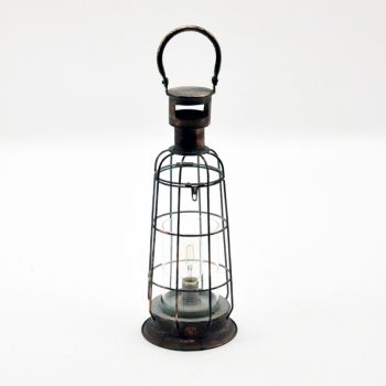 Battery and Bulb Garden Lantern - Metal - L13 x W13 x H46 cm