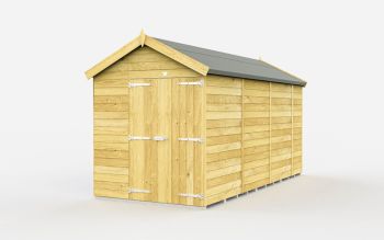7 x 14 Feet Apex Shed - Double Door Without Windows - Wood - L417 x W214 x H217 cm
