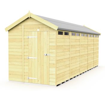7 x 20 Feet Apex Security Shed - Single Door - Wood - L592 x W214 x H217 cm