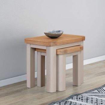 Bologna Painted Nest of Tables - D38 x W58 x H50 cm - Oak