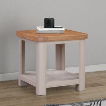 Bologna Painted Lamp Table with Shelf - L50 x W50 x H50 cm - Oak